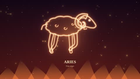 Aries drawn in lines of light in its element's sky