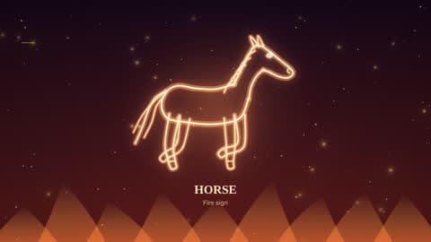 the horse drawn in lines of light in its element's sky