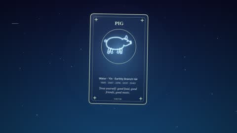 the pig in the Horoscope Card look