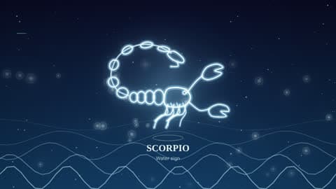 Scorpio drawn in lines of light in its element's sky