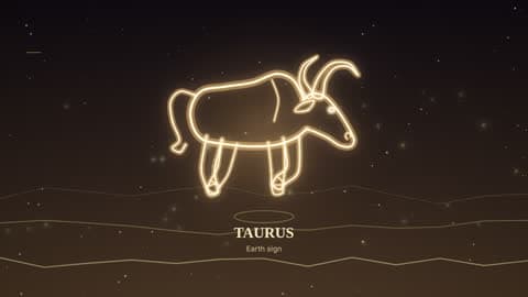 Taurus drawn in lines of light in its element's sky