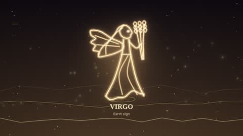 Virgo drawn in lines of light in its element's sky