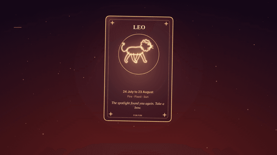 Leo in the Horoscope Card look