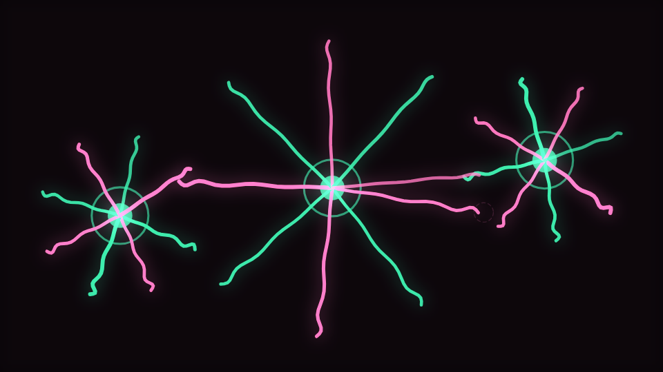 Straight faceted arms radiating from a centre with small regular kinks along their length