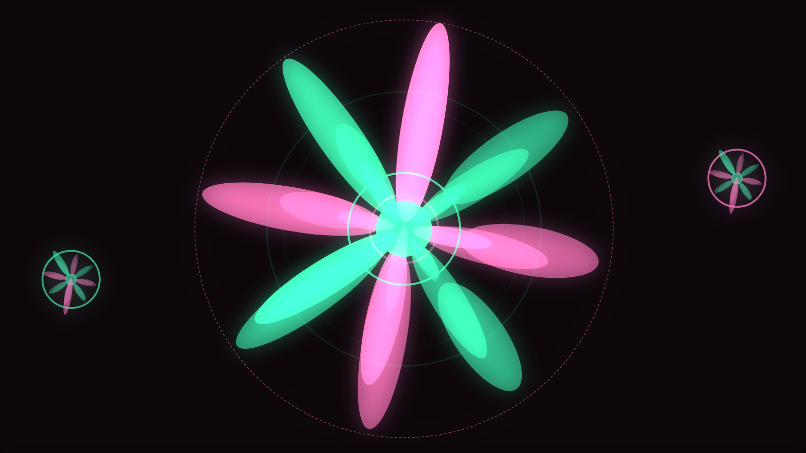 A bloom engine visualizer still with organic radial growth