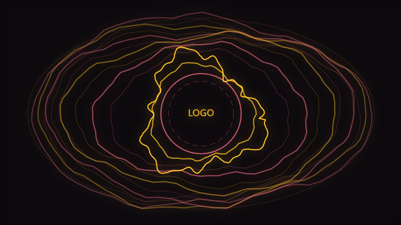 A logo visualizer still with a waveform ring around a reserved center