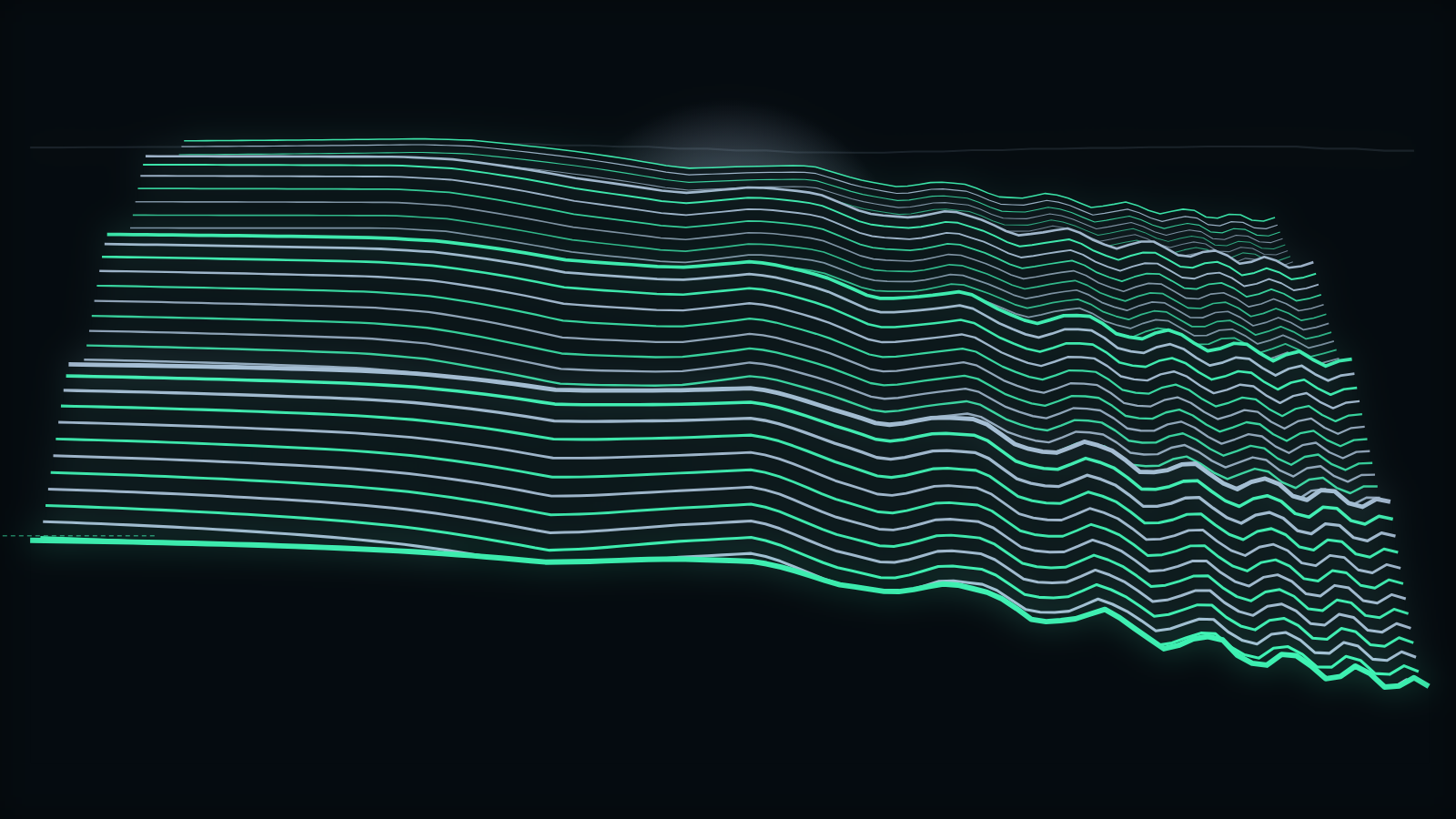 A receding landscape of stacked ridge lines from the Terrain engine