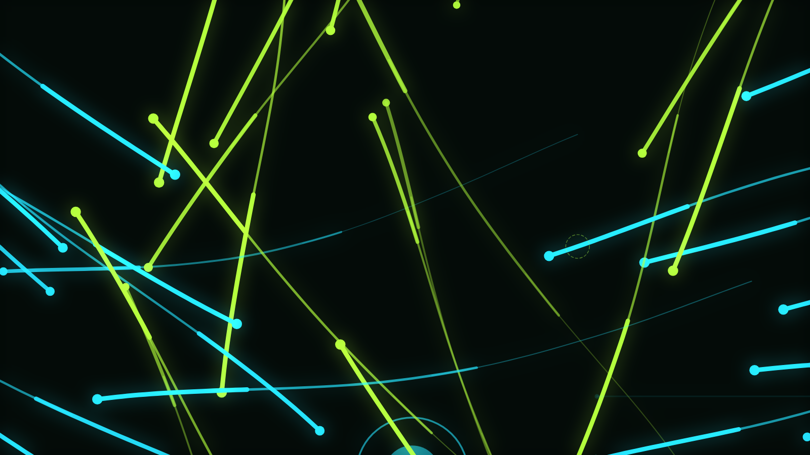 A Trails engine scene where motion echo turns moving strands into long persistent ribbons