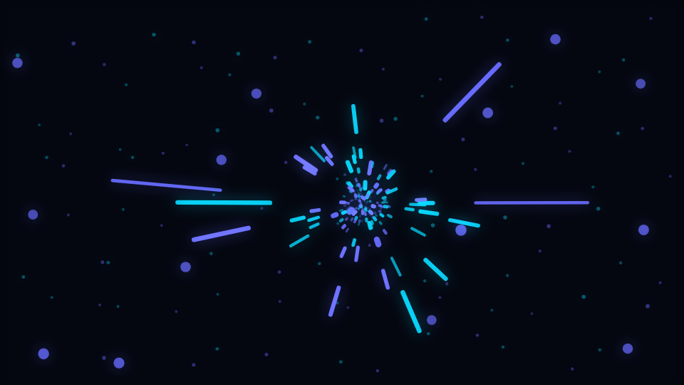 Radial streaks of varying length and brightness racing outward from a vanishing point