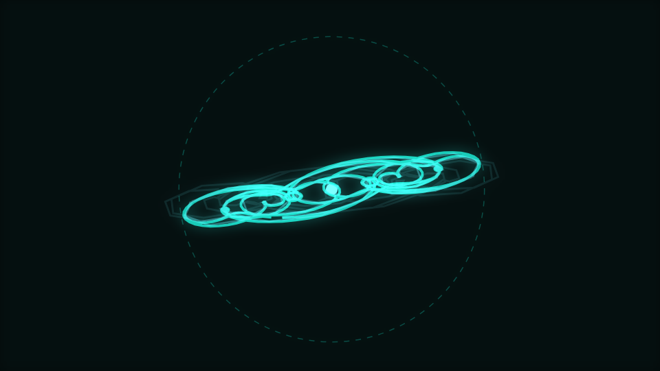 A looping closed curve traced on an XY plane, like an oscilloscope figure